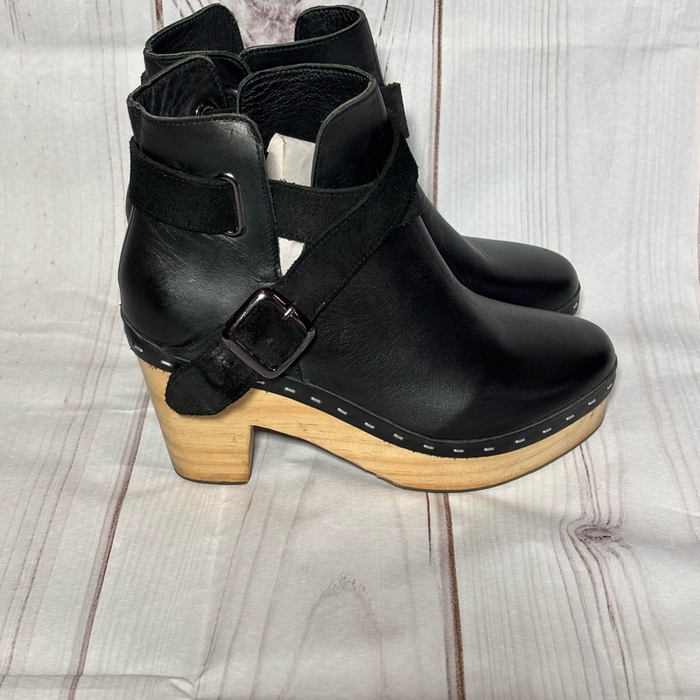 Free People Black Ankle Boots with Metallic Accents